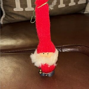 Vintage Girl Figurine Red Tall Knit Cap with Bell - Made in Sweeden 5" Tall